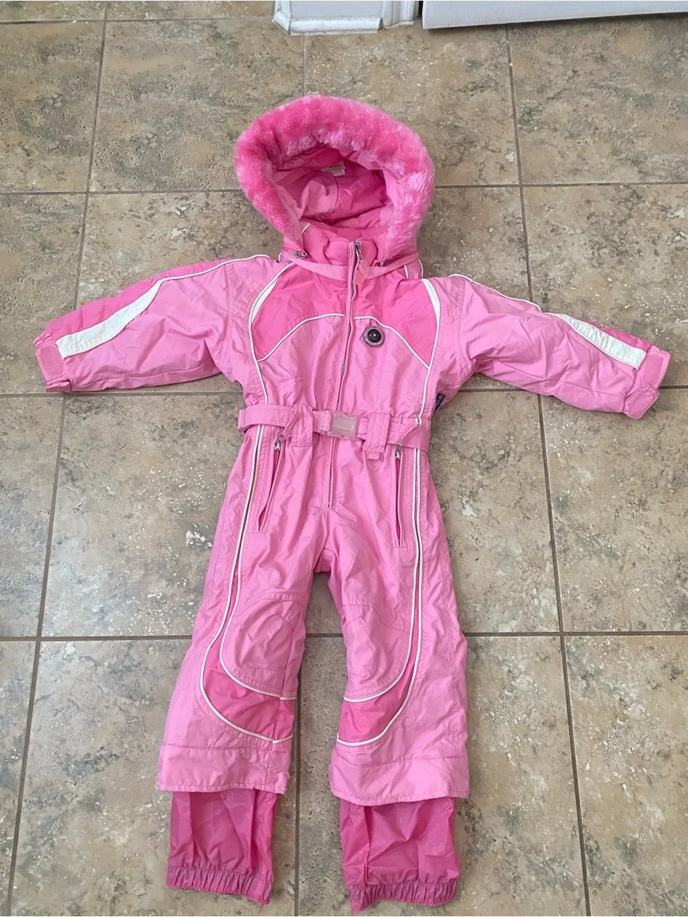 Obermeyer Preschool Girls Pink Belted One-Piece Ski Snow Gorpcore Suit Size 2